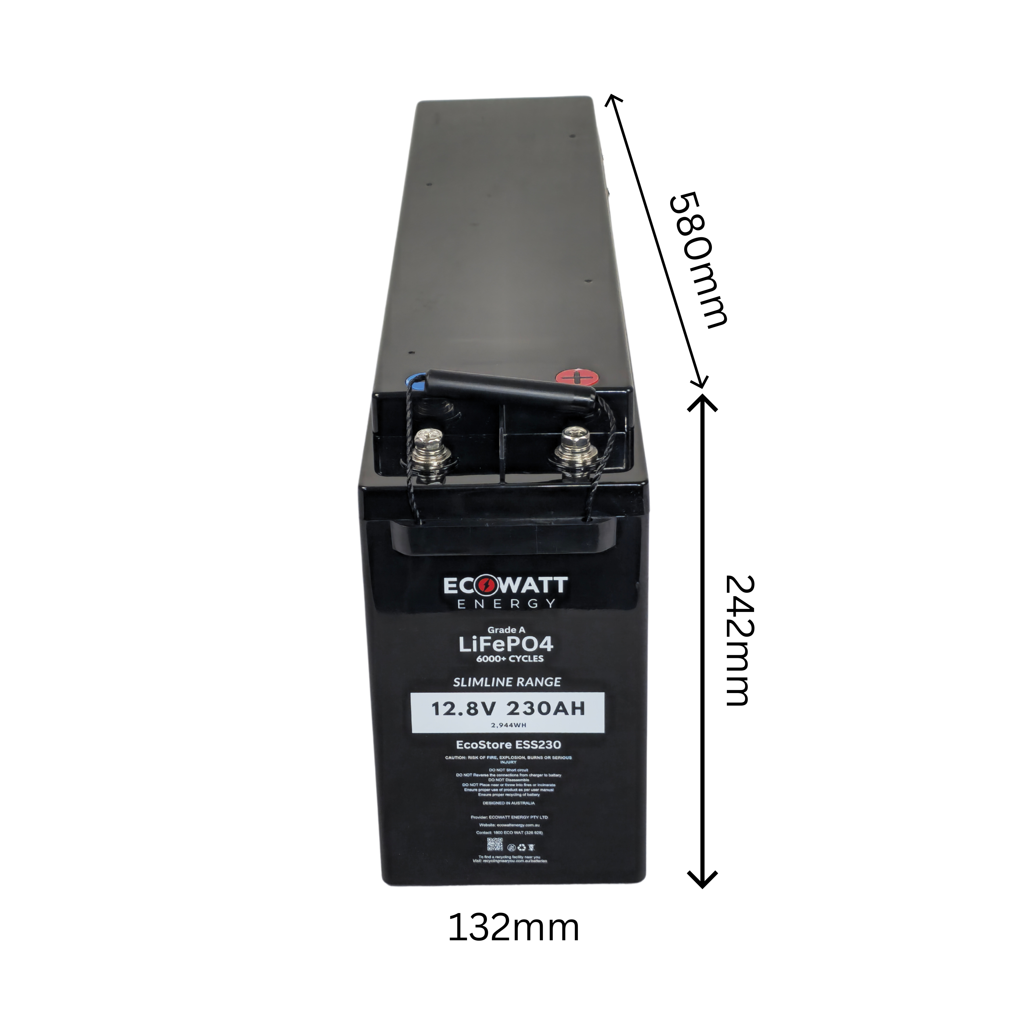 EcoStore Slimline 230Ah 12V LiFePO4 Battery - (EVE Cells & JBD Bluetooth BMS)