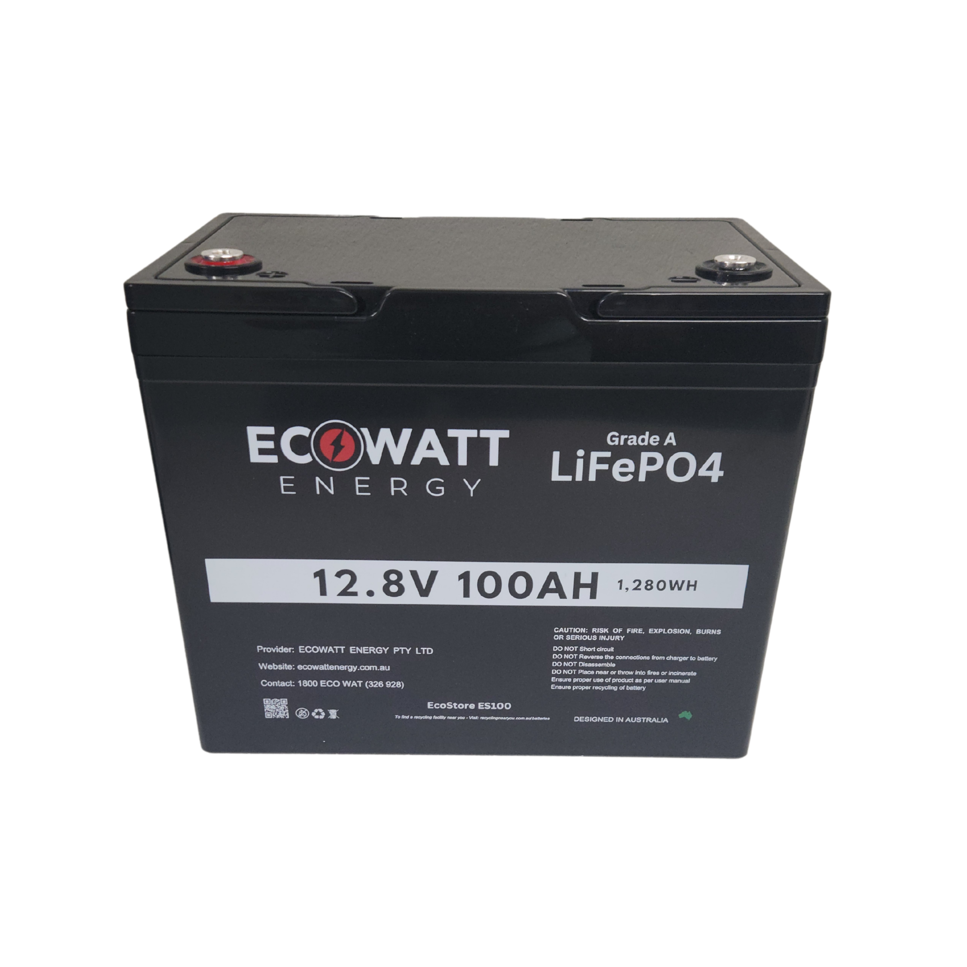 EcoStore 100Ah 12V LiFePO4 Battery - (REPT Cells) & (Bluetooth BMS - JBD)