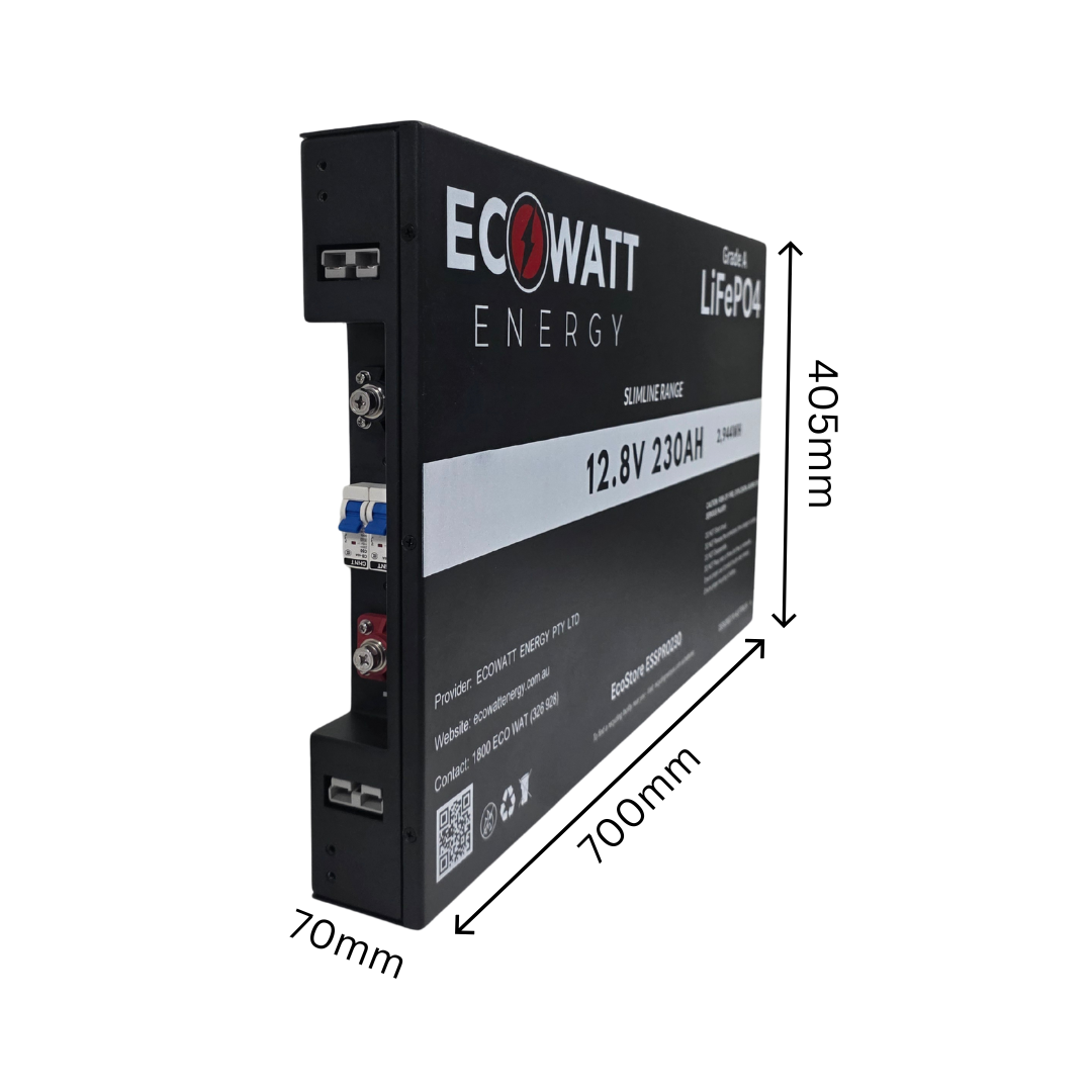 EcoStore Slimline PRO 230Ah 12V LiFePO4 Battery - (EVE Cells) & (Bluetooth BMS - JBD)