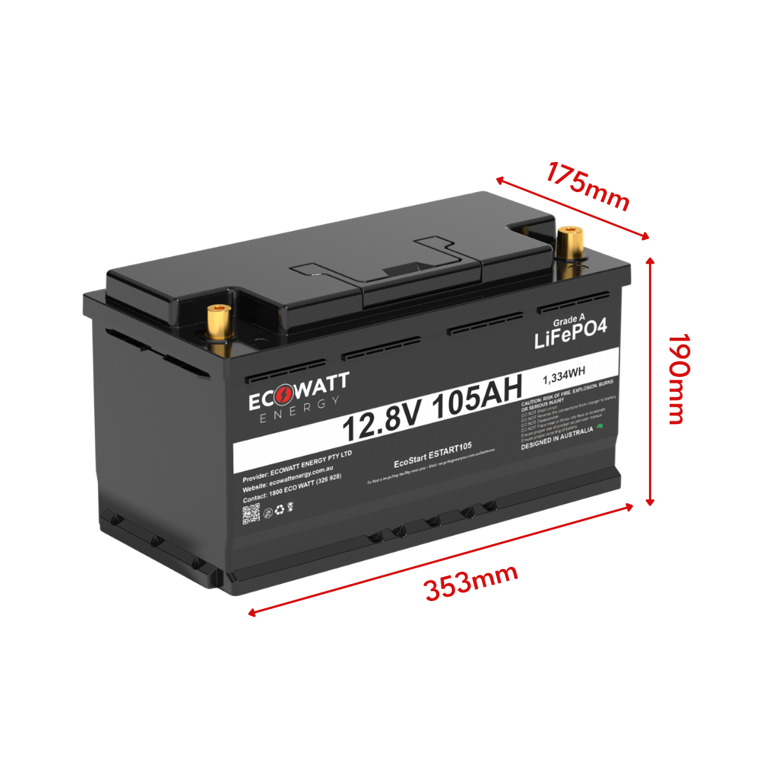 EcoStore Starter 105Ah 12V LiFePO4 Battery - (EVE Cells & JBD BMS) - Enquiries Only