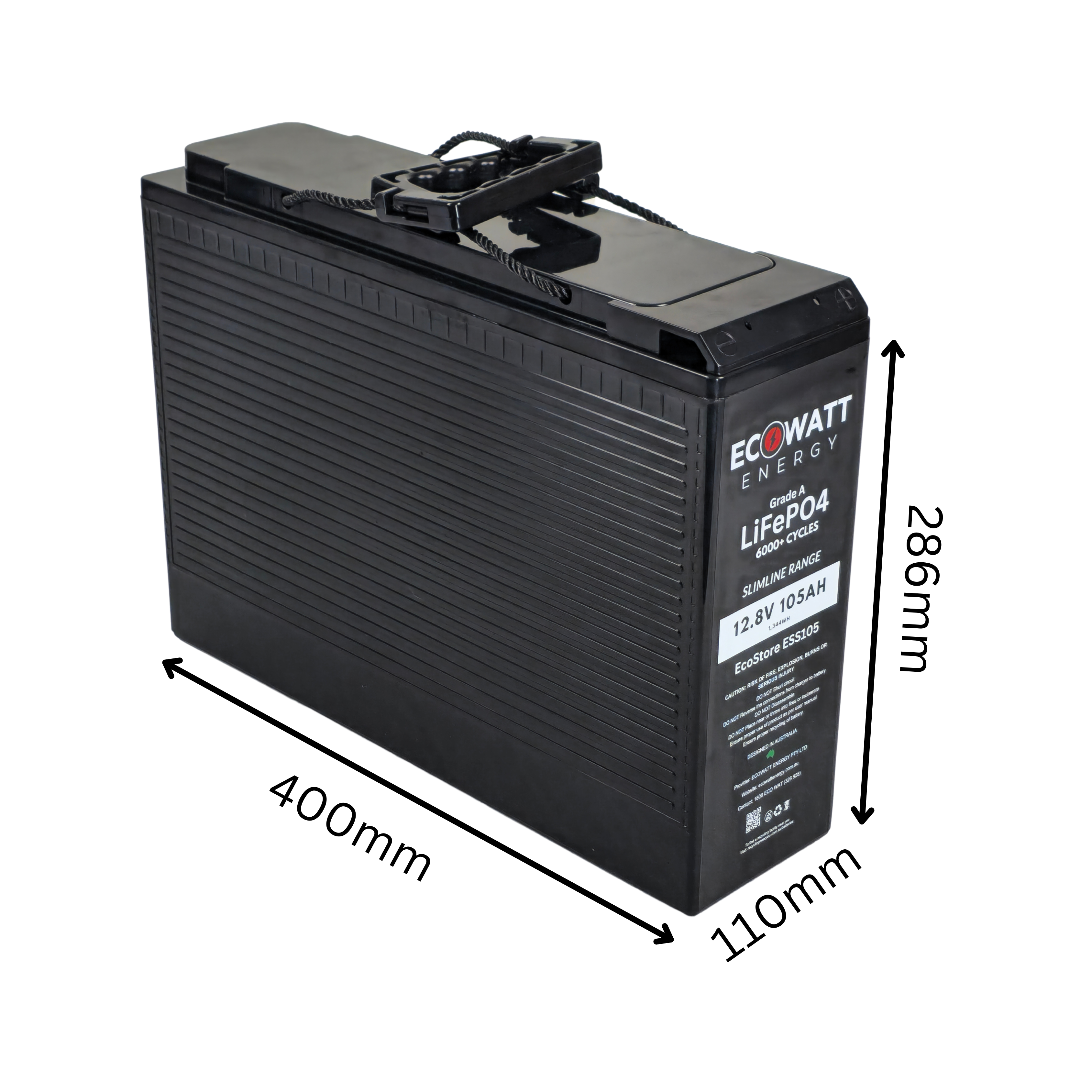 EcoStore Slimline 105Ah 12V LiFePO4 Battery - (EVE Cells & JBD Bluetooth BMS)