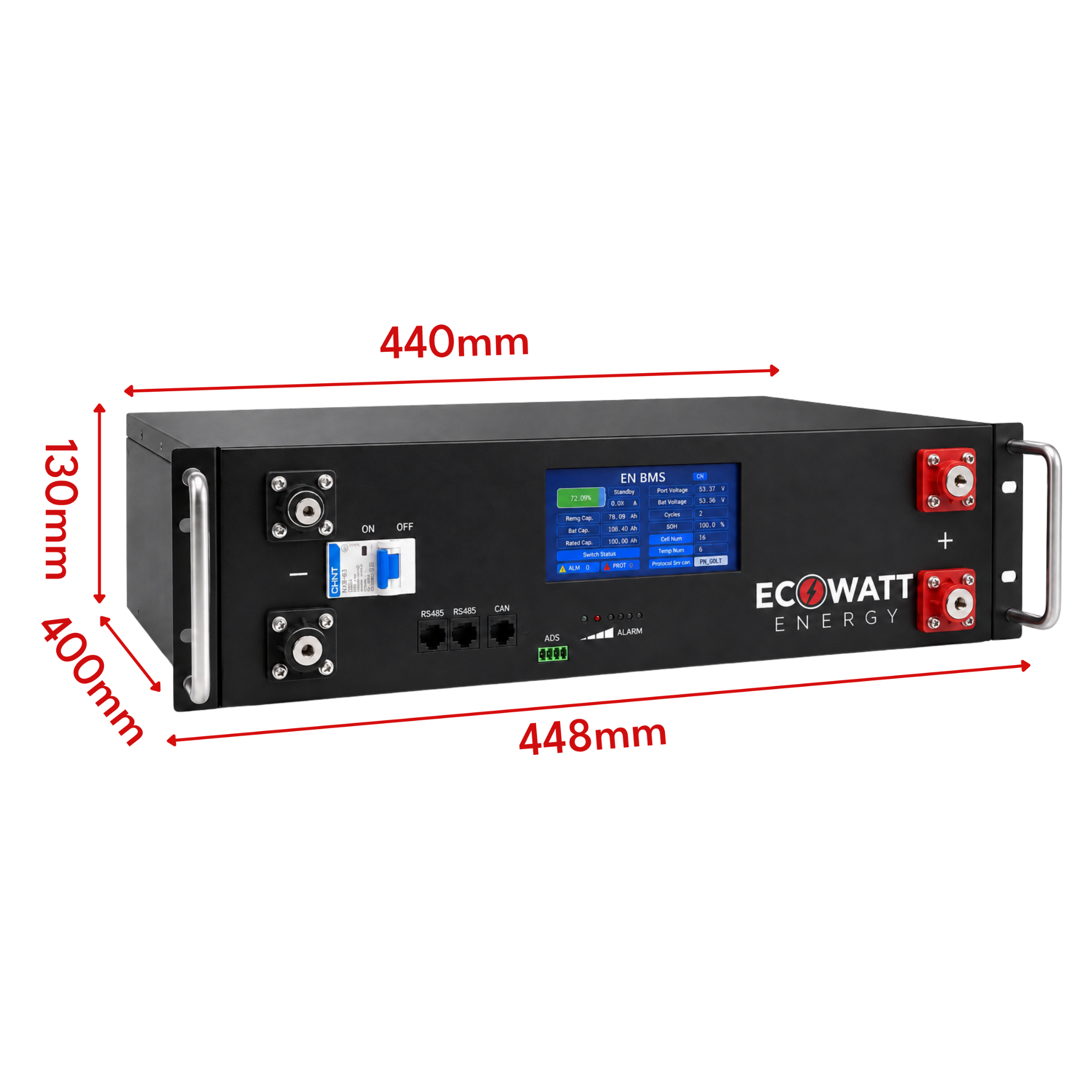 EcoStore Rack Mount 100Ah 48V LiFePO4 Battery - (EVE Cells & EN Bluetooth BMS) - COMING SOON
