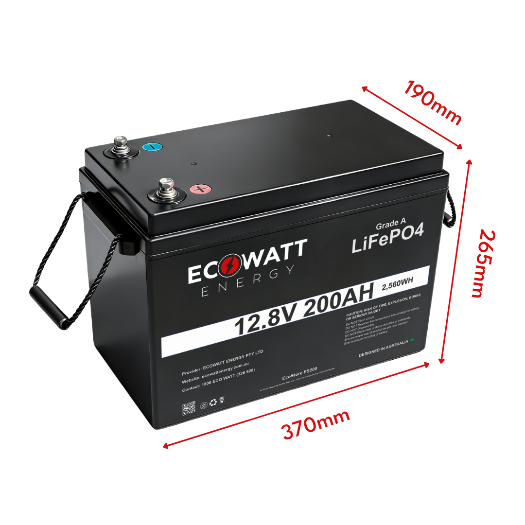 EcoStore 200Ah 12.8V LiFePO4 Battery - (EVE Cells & JBD Bluetooth BMS)