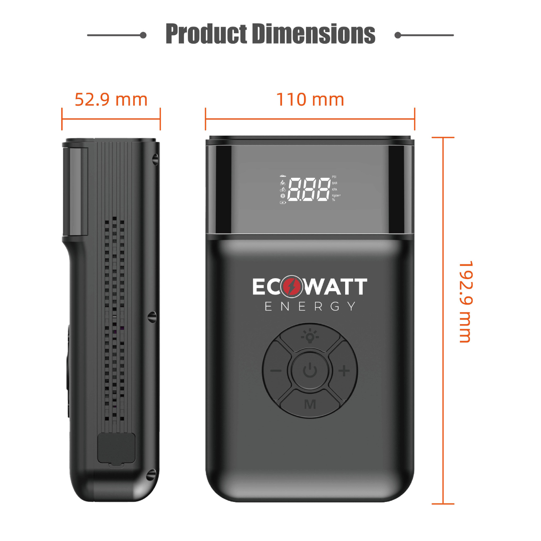 EcoJolt 1200A Portable Lithium Jump Starter with built-in Compressor