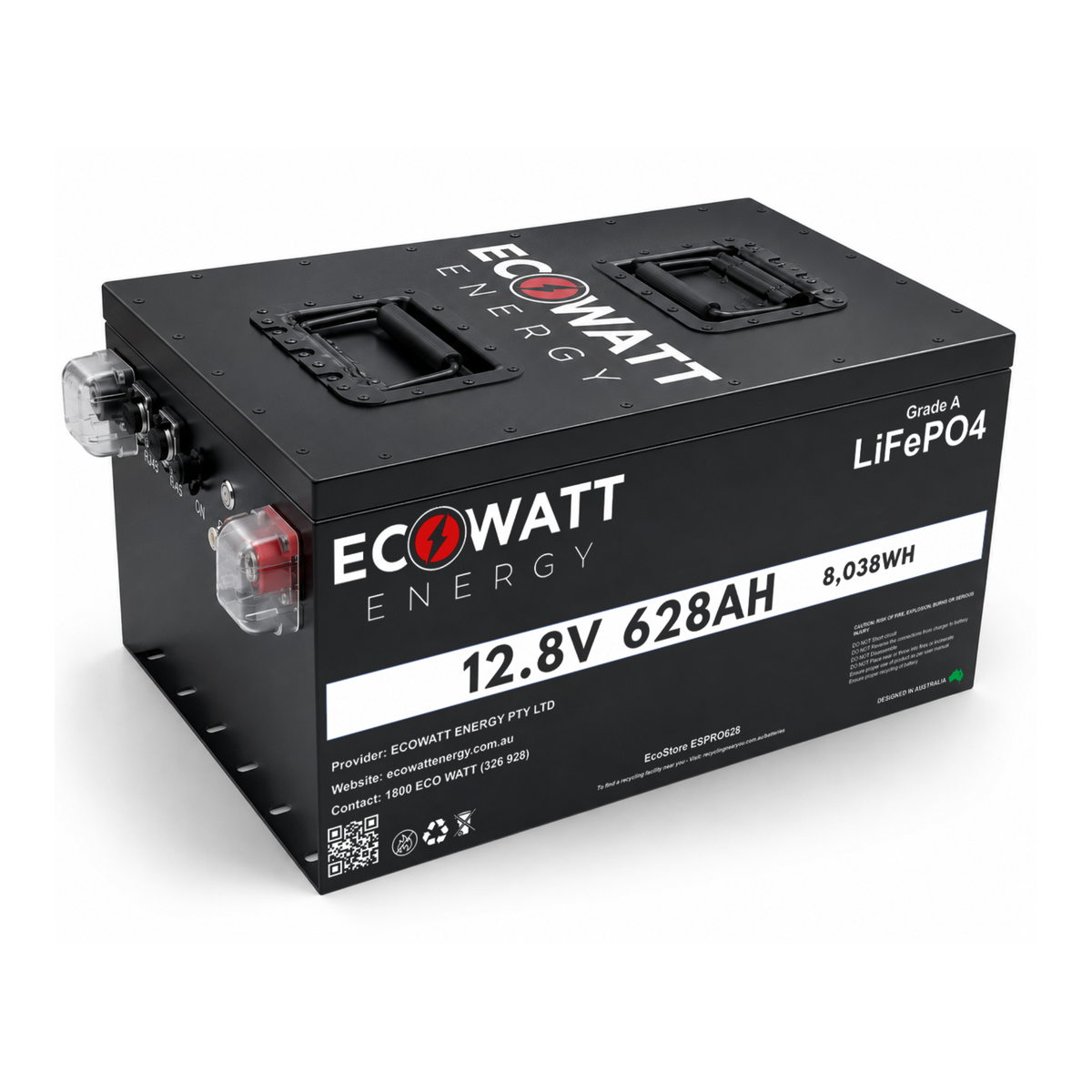 EcoStore PRO 628Ah 12V LiFePO4 Battery - (REPT Cells & JBD Bluetooth BMS)