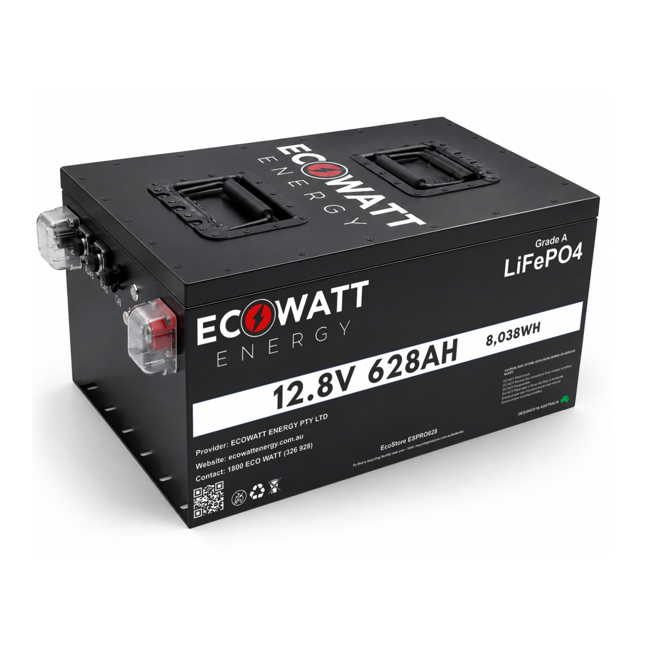 EcoStore PRO 628Ah 12V LiFePO4 Battery - (REPT Cells & JBD Bluetooth BMS)
