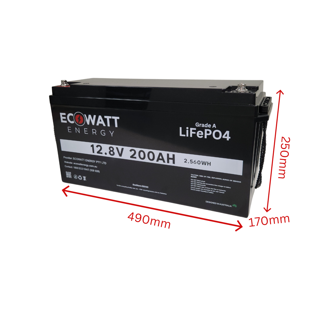EcoStore 200Ah 12.8V LiFePO4 Battery - (EVE Cells & JBD Bluetooth BMS)