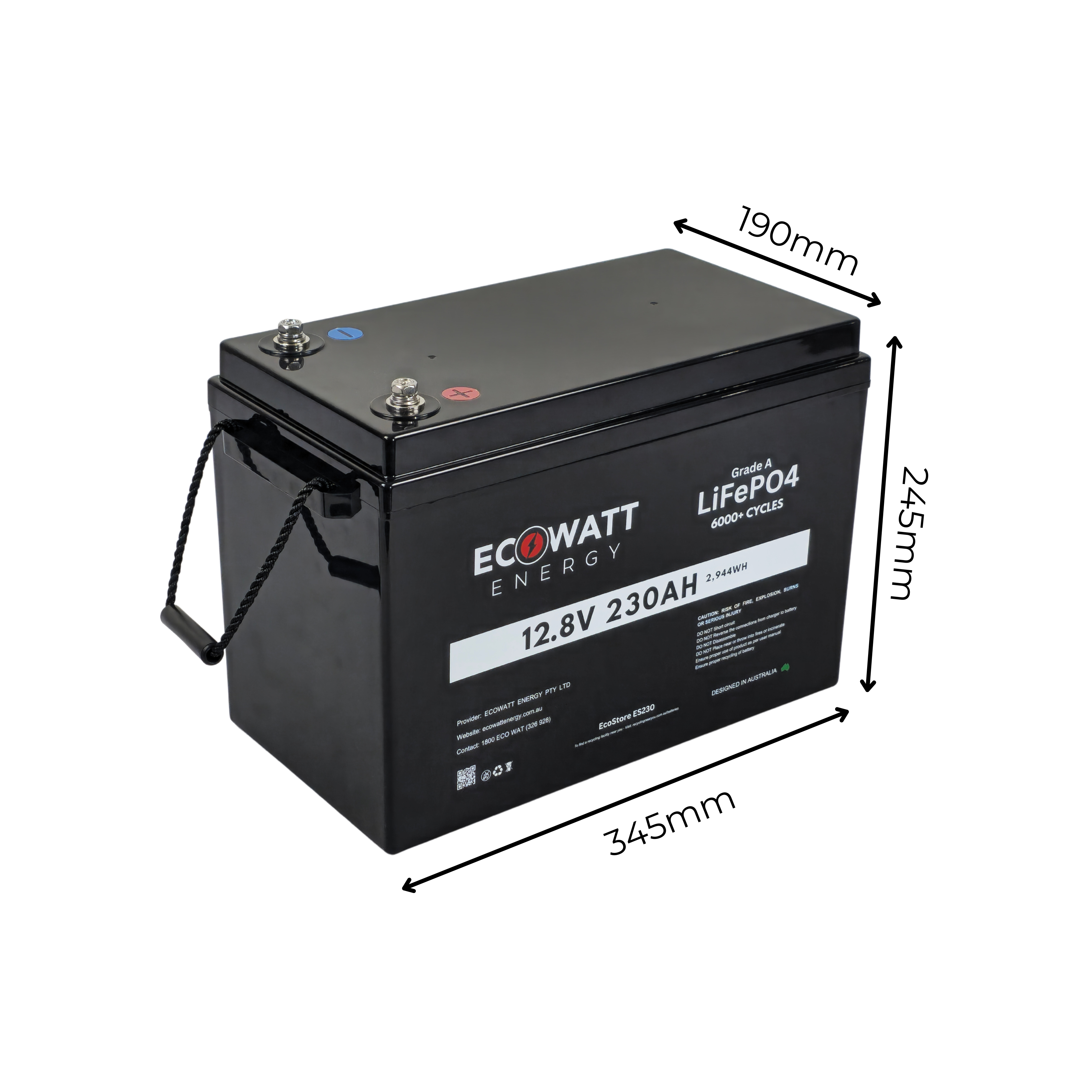 EcoStore 230Ah 12V LiFePO4 Battery - 6000+ Cycles (EVE) (Bluetooth BMS - JBD)