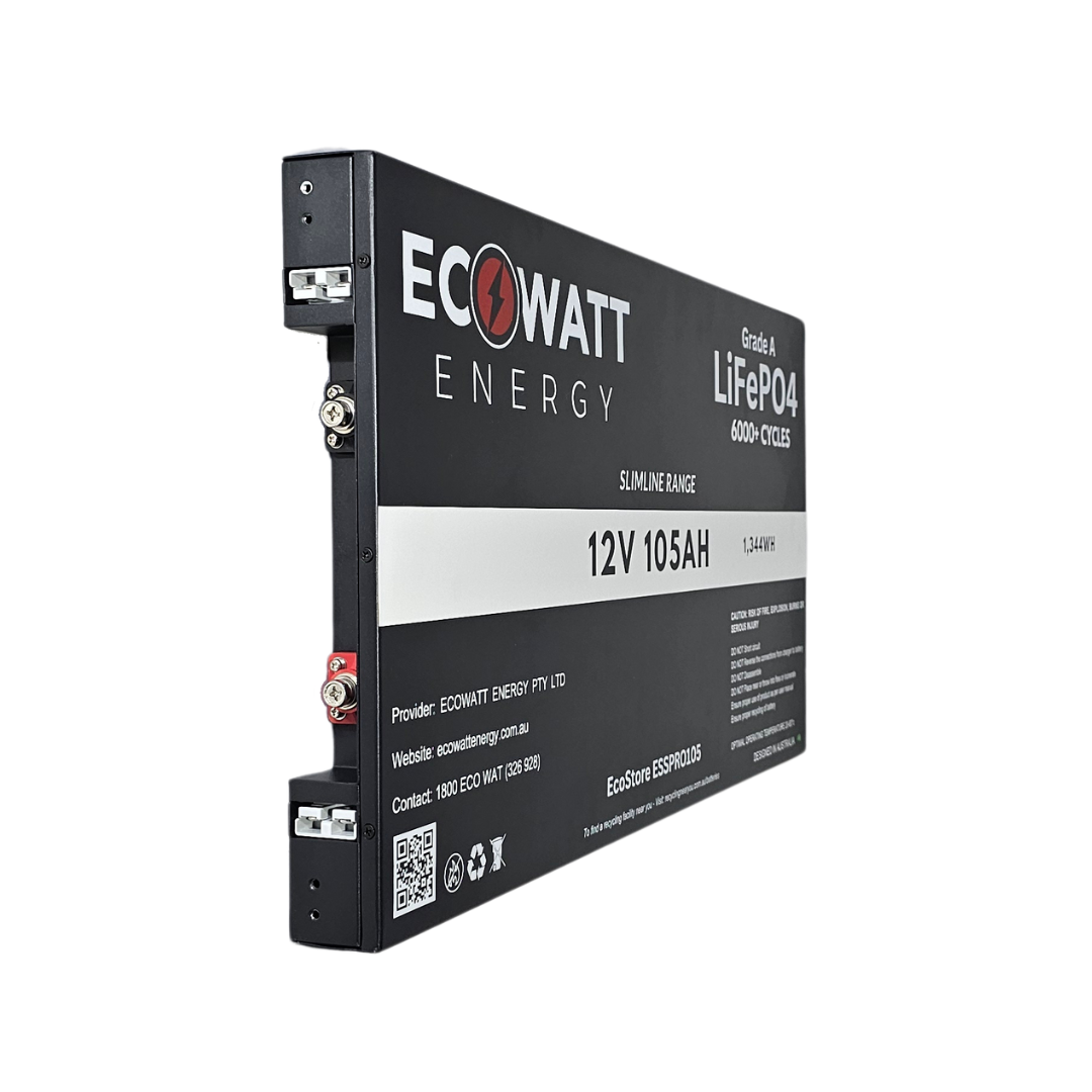 EcoStore Slimline PRO 105Ah 12V LiFePO4 Battery - 6000+ Cycles (EVE) (Bluetooth BMS - JBD)