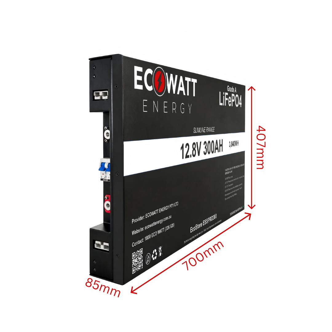 EcoStore Slimline PRO 300Ah 12V LiFePO4 Battery - (EVE Cells & JBD Bluetooth BMS)
