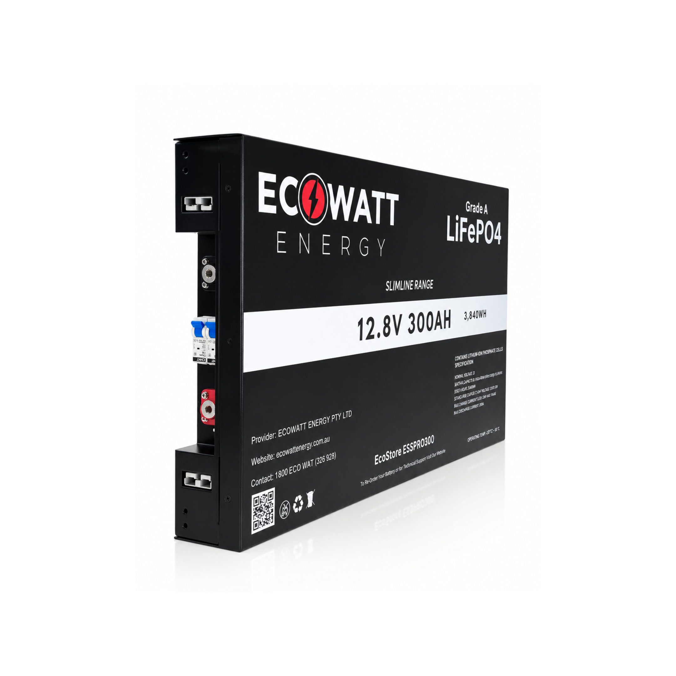 EcoStore Slimline PRO 300Ah 12V LiFePO4 Battery - (EVE Cells & JBD Bluetooth BMS)