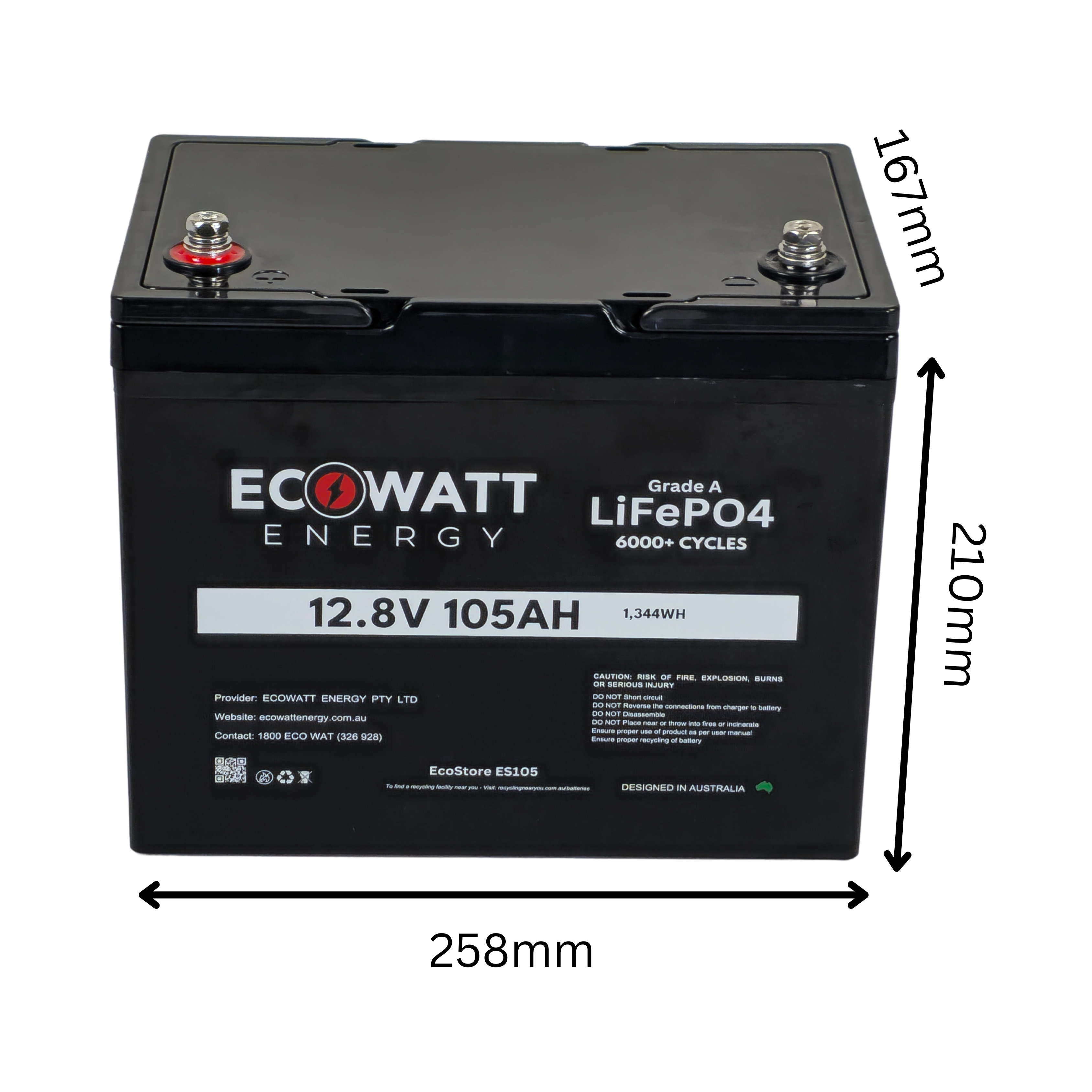 EcoStore 105Ah 12V LiFePO4 Battery - 6000+ Cycles (EVE) (Bluetooth BMS - JBD)