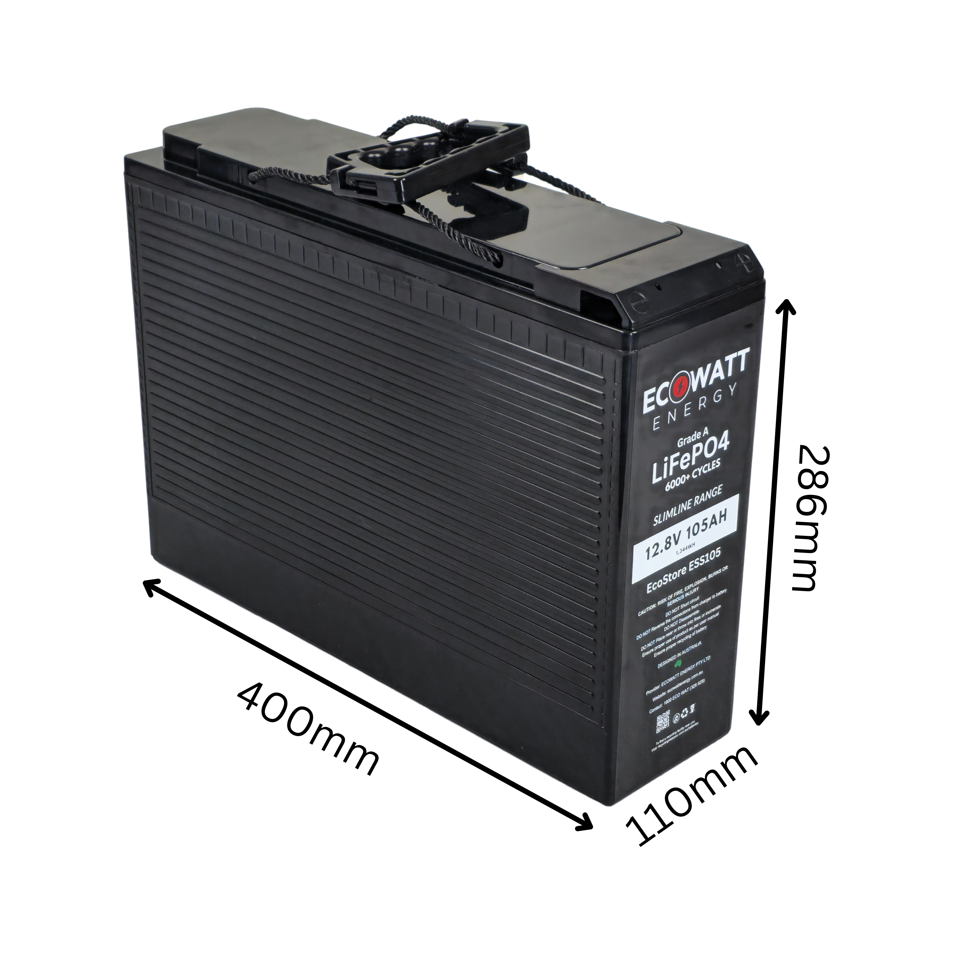 EcoStore Slimline 105Ah 12V LiFePO4 Battery - 6000+ Cycles (EVE) (Bluetooth BMS - JBD)