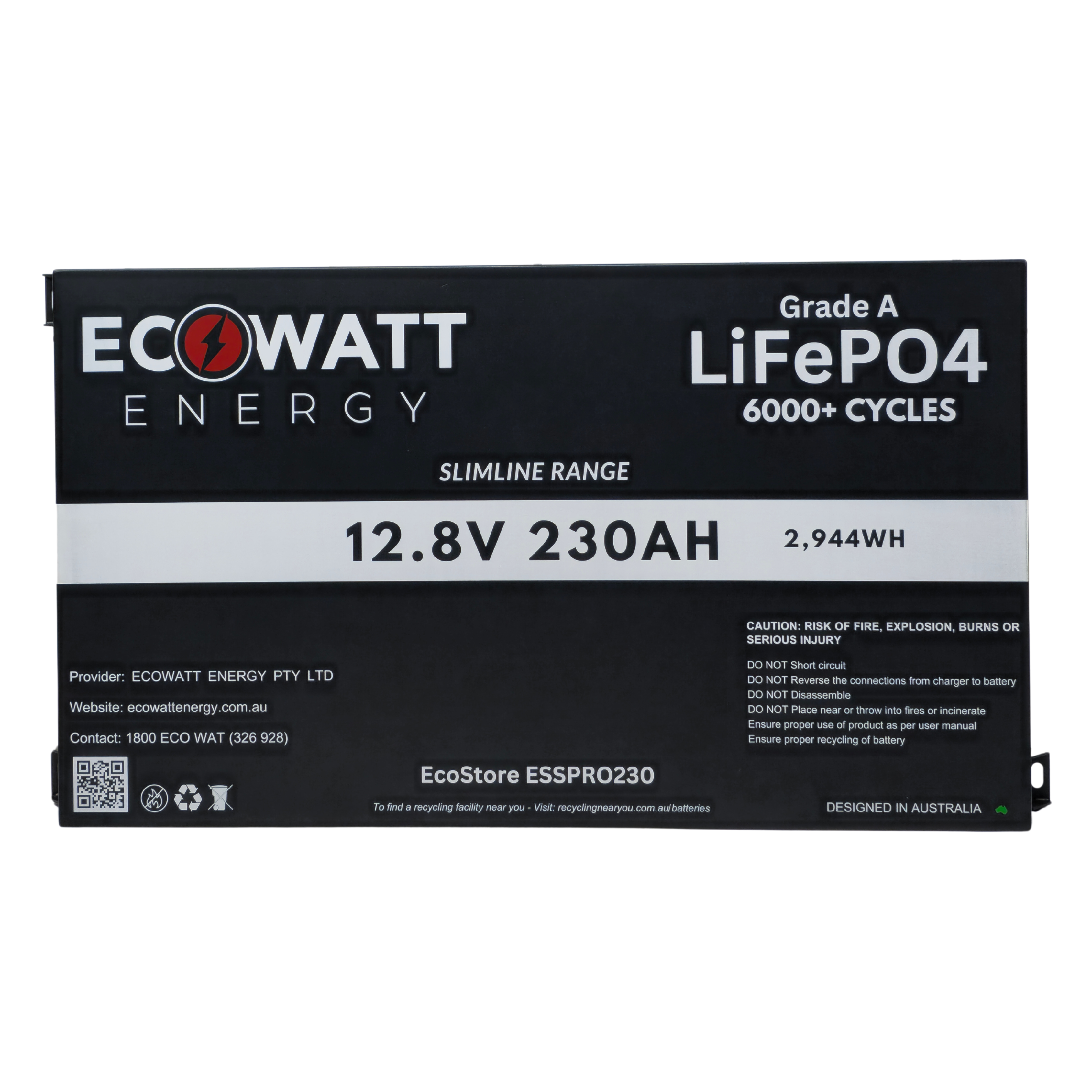 EcoStore Slimline PRO 230Ah 12V LiFePO4 Battery - 6000+ Cycles (EVE) (Bluetooth BMS - JBD)